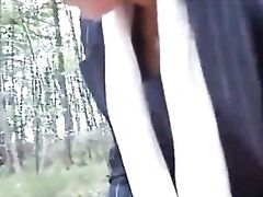 Mature blonde caught pissing in a wood and fucked