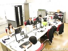 Innocent looking Japanese office milf Hibiki Ootsuki behaves in a cute way.