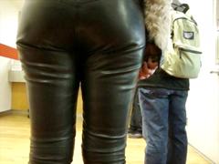 Candid Leather (White chick in leather pants)