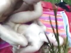 Blonde amateur girlfriend outdoor action with cum in mouth
