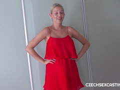 Lady in red is banged hard in casting