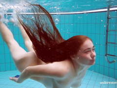 Hot naked girls underwater in the pool