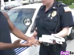 Busty cops truck riding sucking big black cock