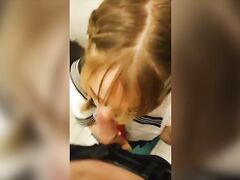 Schoolgirl Gets Creampied in Bathroom