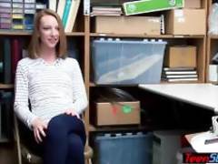 Stuck up redhead teen thief fucked by a security guard