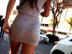 Hot skirt and ass red thong